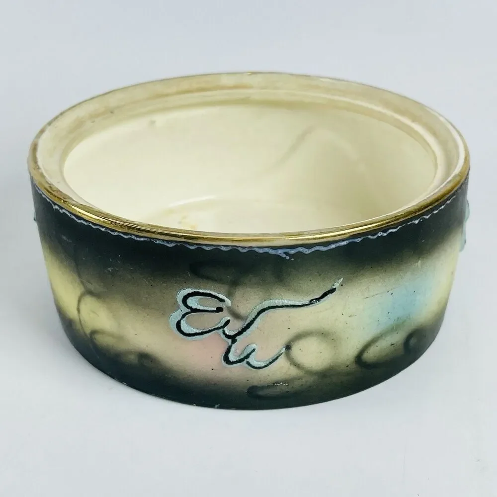 Dragon Ware Round Jewelry Trinket Box 4.25” Moriage Porcelain Hand Painted Japan